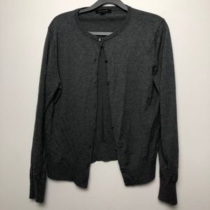 Ann Taylor Womens Size L Large Gray Button Front C